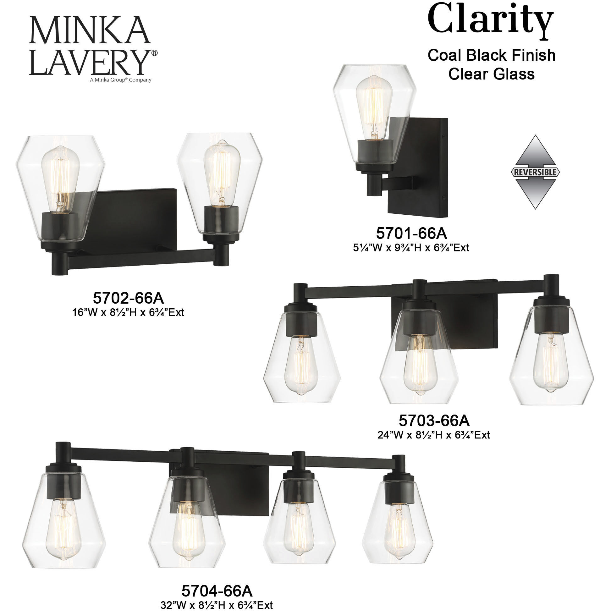 Clarity 3 Light 24 inch Coal Bath Vanity Wall Light
